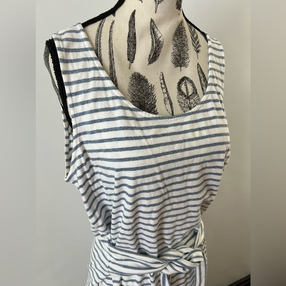 Jane and Delancey White and Light Blue Striped Dress - Picture 2 of 5